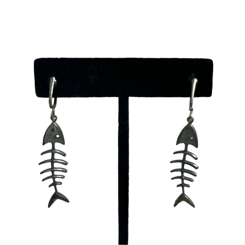 Vintage Silver Fish Dangle Earrings